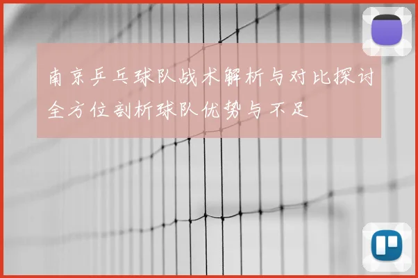 南京乒乓球队战术解析与对比探讨全方位剖析球队优势与不足